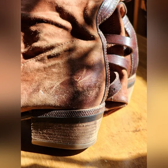 A.S.98 Carter 40 Suede Leather Boots EUC $398 Chestnut Brown 8.5 9 W Boho Moto - Picture 12 of 17